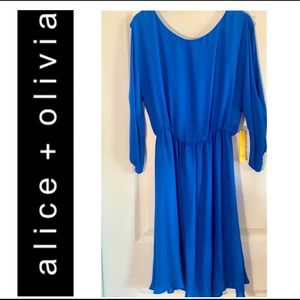 NWT ALICE + OLIVIA Dress w/Keyhole Sleeves, M
